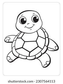 tortugas lindas, vectores de tortugas, adorables ilustraciones de tortugas, páginas de colores, animales del océano, negros y blancos