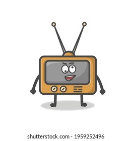 Cute TV Character Flat Cartoon Emoticon Vector Template Design Illustration
