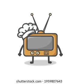 Cute TV Character Flat Cartoon Emoticon Vector Template Design Illustration