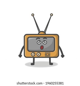 Cute TV Character Flat Cartoon Emoticon Vector Template Design Illustration