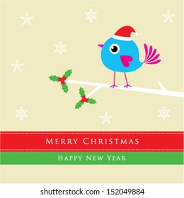 cute tweet bird christmas card
