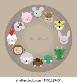 cute twelve animal zodiac characters