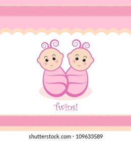 Cute twin baby girls design.