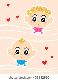 cute twin baby in love