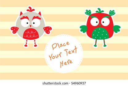 cute twin owl doodle