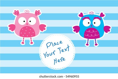 cute twin owl doodle