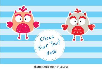 cute twin owl doodle
