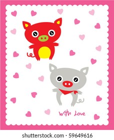 cute twin pig baby