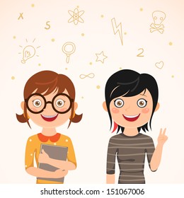 Cute twins nerd and rocker