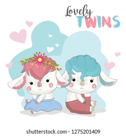 Cute Twins Sheep