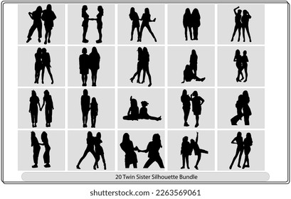 Hermanas hermanas cutintas vector de Silhouette