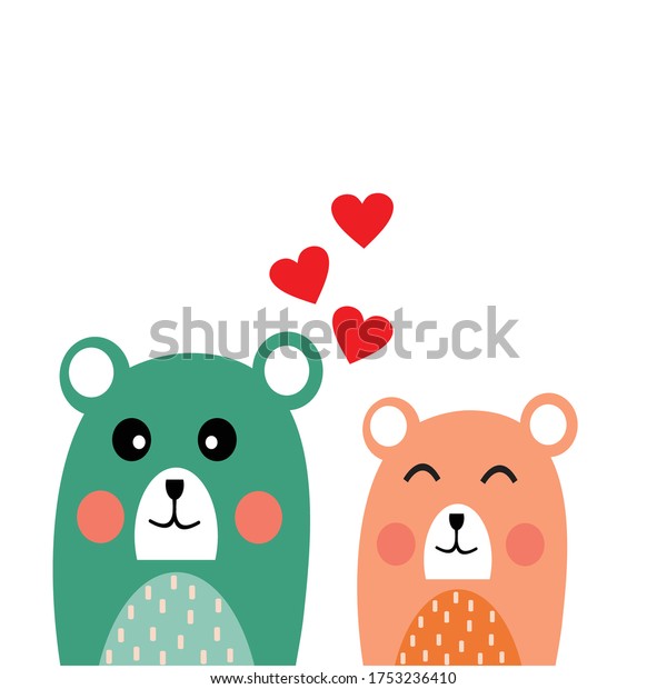 かわいい2つの熊の愛 甘い熊の愛の漫画ベクターイラスト のベクター画像素材 ロイヤリティフリー