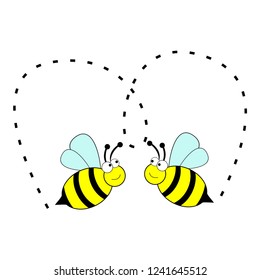 cute two bee in love vector