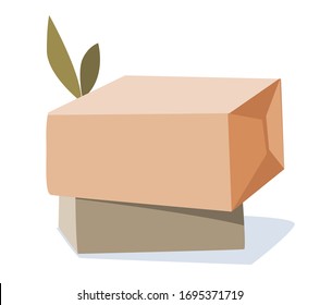 Cute two boxes in flat cartoon style