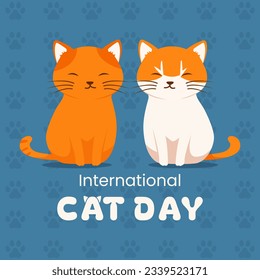 Dibujo vectorial de dibujos animados de dos gatos adecuado para el día internacional del gato