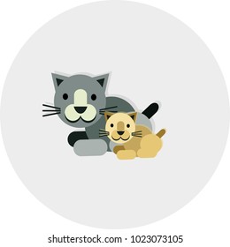 Cute Two Cat Play together. animat/pet play. Flat vector illustration