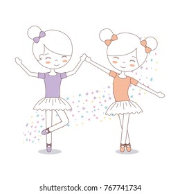 cute two girl ballerinas with tutu dress image