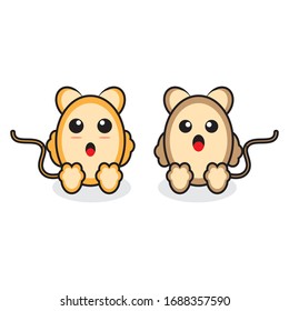 cute two hamster illustration vector design