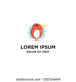 cute two kiwi bird logo icon vector