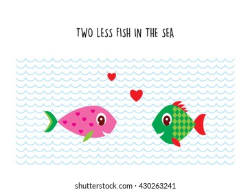 cute two less fish in the sea wedding greeting card