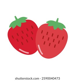 Cute two strawberries icon. Vector.