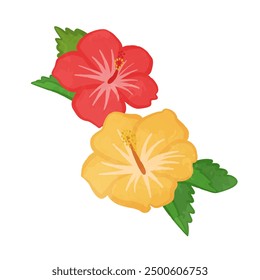 Cute two-colored hibiscus flower illustration