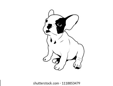 Cute Two-Tone French Bulldog in Black and White Style Logo Vector. You can bring him and create him on your product or any you want. It's suitable for use as a logo, symbol, or signage.