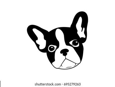 Cute Two-Tone French Bulldog Black and White Logo Vector. Adorable black and white logo vector featuring a charming two-tone French Bulldog. Versatile and appealing design for various applications.