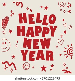 cute typography new year greeting card designs by tulangbercabang studio