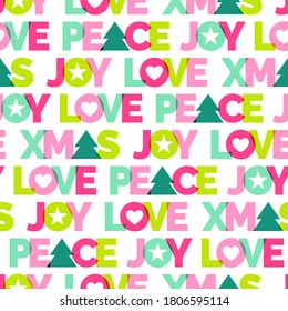 Cute typography seamless pattern for christmas background.