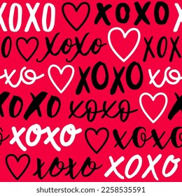 La palabra tipográfica "XOXO" con diseño de patrones sin fisuras para el día de San Valentín.