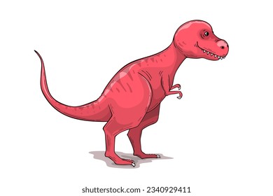 Cute tyrannosaur dinosaur, cartoon style vector illustration