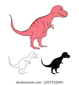 Cute tyrannosaur dinosaur, flat style