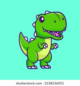 Cute Tyrannosaurs Dinosaur Standing Cartoon Vector Icon 
Illustration. Animal Nature Icon Concept Isolated Premium 
Vector. Flat Cartoon Style 