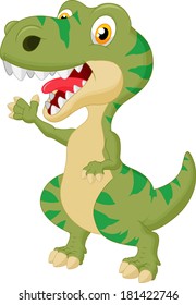 Cute tyrannosaurus cartoon waving hand