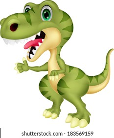 Cute tyrannosaurus cartoon waving hand