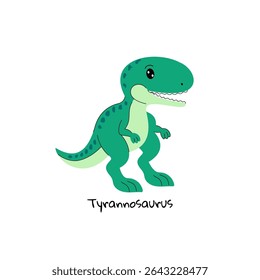 Dinossauro tiranossauro bonito sobre fundo branco.