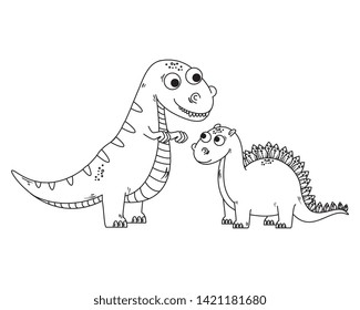 cute tyrannosaurus and diplodocus characters