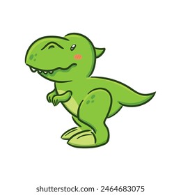 Netter Tyrannosaurus Rex im asiatischen Kawaii-Stil. Dinosaurier T-Rex, prähistorische Eidechse, Maskottchen. Zeichentrickfigur Lustige Vektorillustration für Aufkleber, Logo, Maskottchen, vereinzelte Elemente