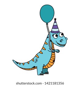 cute tyrannosaurus rex with balloon helium