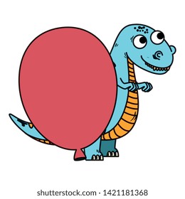cute tyrannosaurus rex with balloon helium
