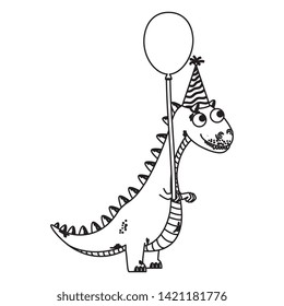 cute tyrannosaurus rex with balloon helium