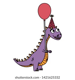 cute tyrannosaurus rex with balloon helium