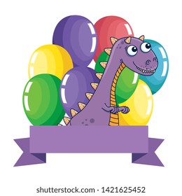 cute tyrannosaurus rex with balloons helium frame