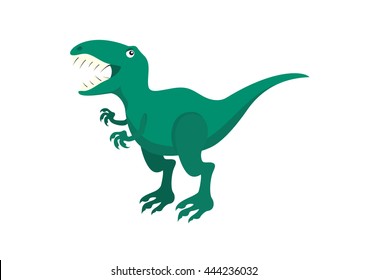 Cute Tyrannosaurus rex cartoon character isolated on a white background. Funny green T-rex vector illustration. Dinosaur icon on a white background