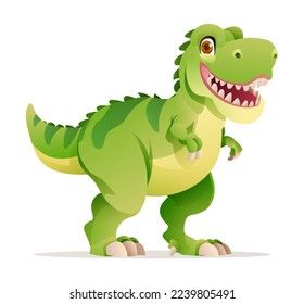 Cute Tyrannosaurus Rex cartoon illustration. T-Rex dinosaur isolated on white background