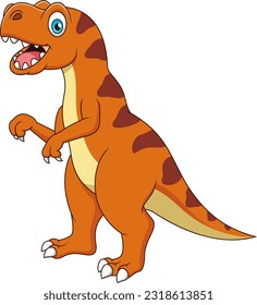 Cute tyrannosaurus rex cartoon smiling. Cute dinosaur cartoon illustration