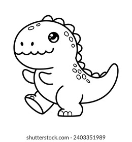 Cute Tyrannosaurus Rex Coloring Page, Line art white background