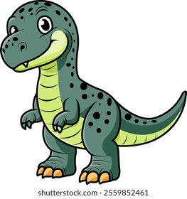 Cute Tyrannosaurus Rex Dinosaur Character in Vector Cartoon Illustration Design for sticker, badge, patch, banner, greeting card, invitation