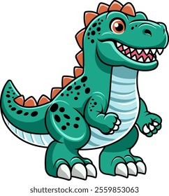 Cute Tyrannosaurus Rex Dinosaur Character in Vector Cartoon Illustration Design for sticker, badge, patch, banner, greeting card, invitation